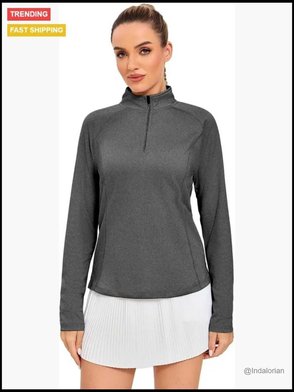 Performance Long Sleeve Golf Tennis Polo UPF 50 Moisture Wicking 1/4 Zip